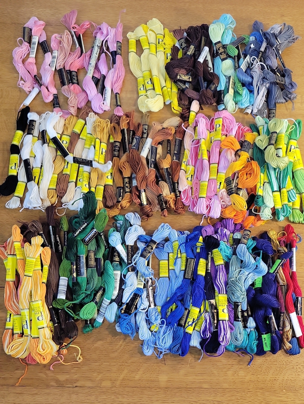 Lot 200 Skeins DMC, Prism, J&P Coats Embroidery Floss Assorted Colors Cotton